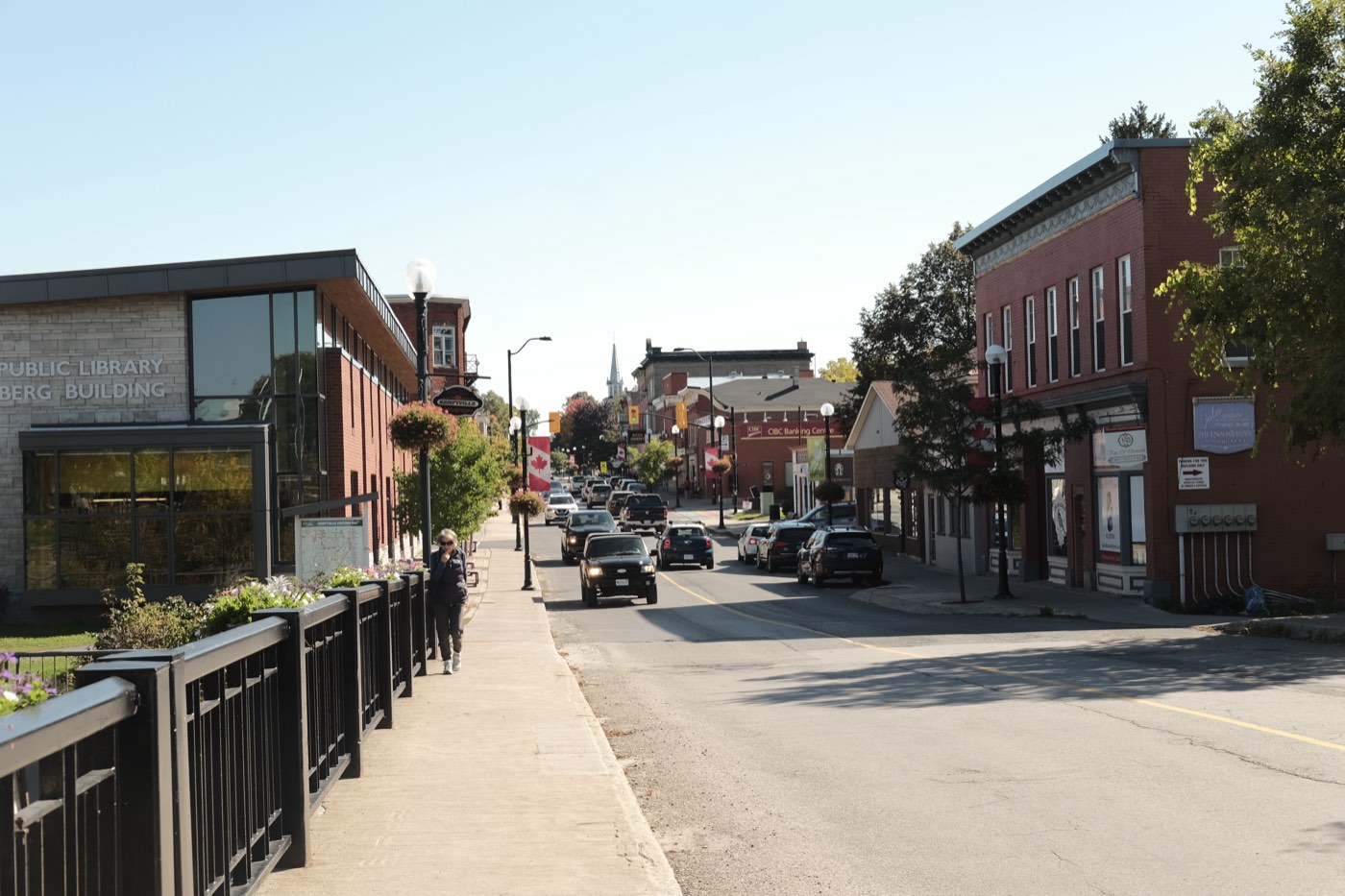 Downtown Kemptville, Ontario, looking down Clothier Street toward the public library